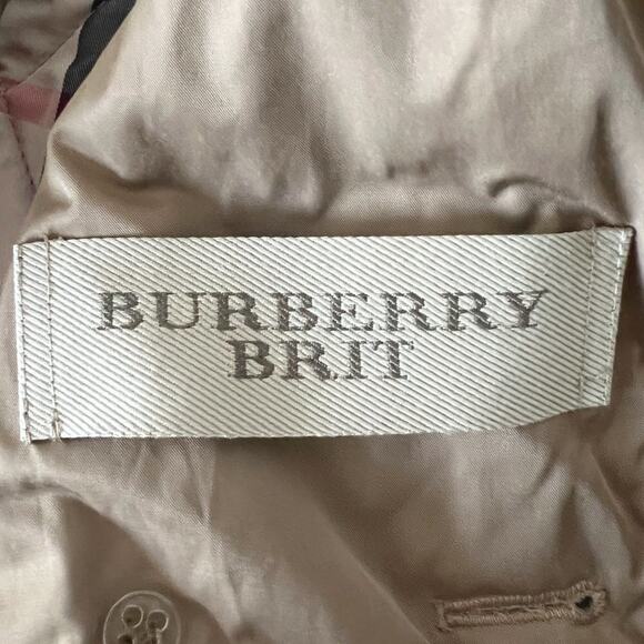 Burberry Brit Tan Quilted Puffer Jacket with Leather Trim – Size Large - Picture 7 of 9